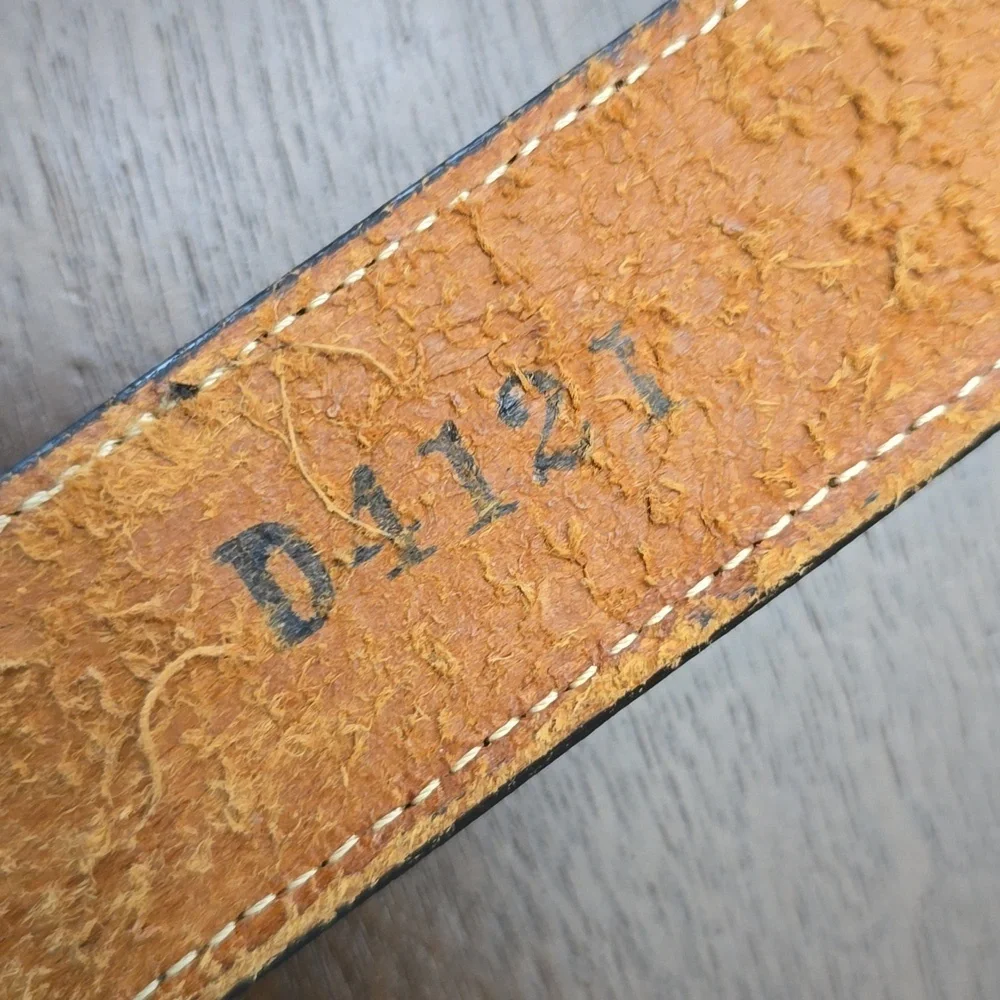 WESTERN Striped‎ Leather Belt with Silver Buckle 44
